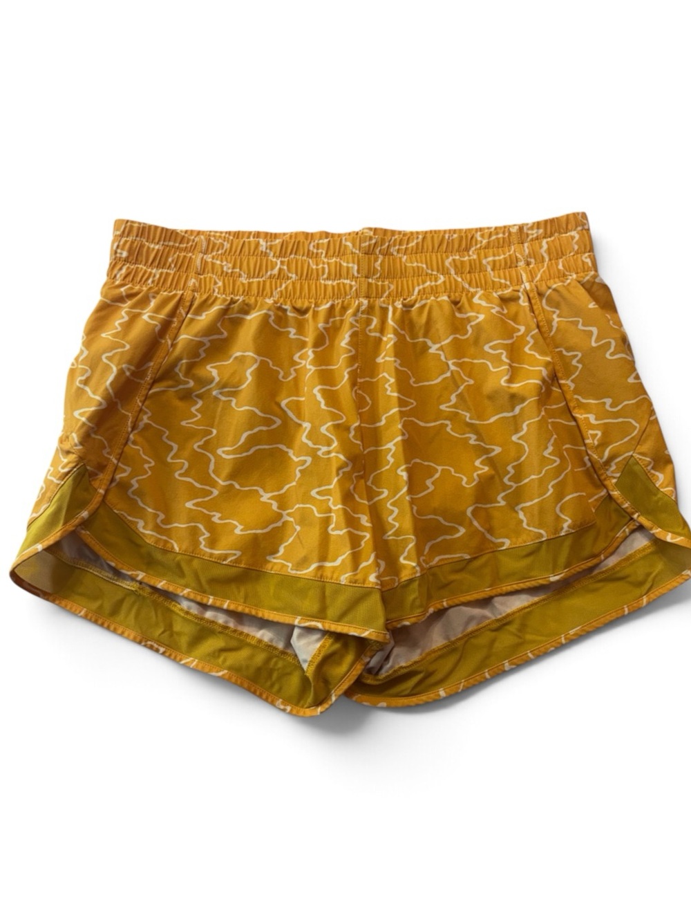 Athleta Yellow Printed Running Shorts